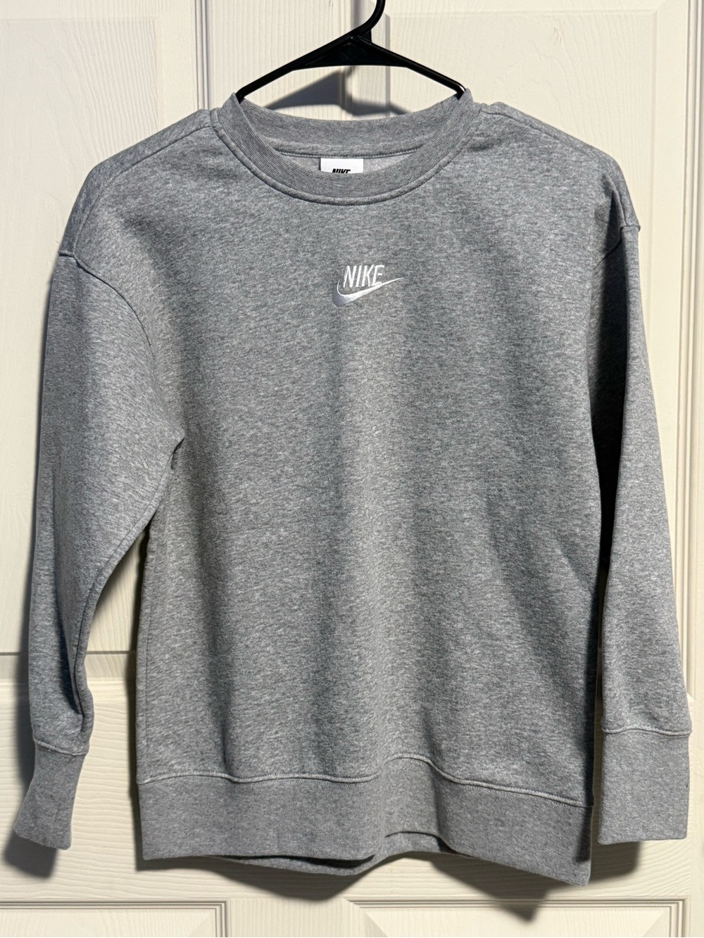 Nike Grey Crewneck Sweatshirt with White Swoosh Logo